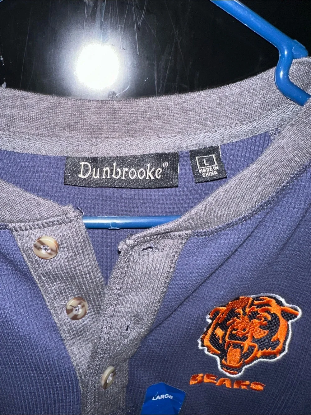 NWT Dunbrooke Chicago Bears . “Maverick” waffle knit Henley Shirt Men’s Large